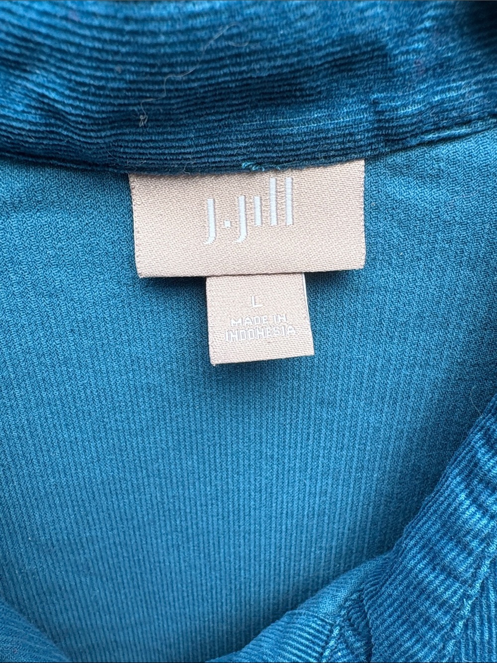 J. Jill Teal Corduroy Button-Front Shirt - Picture 2 of 14